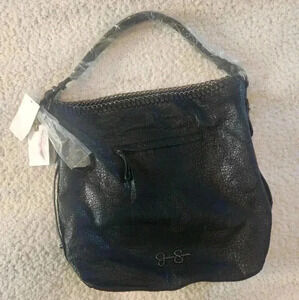 NWT Jessica Simpson Black and Silver Leather Bag